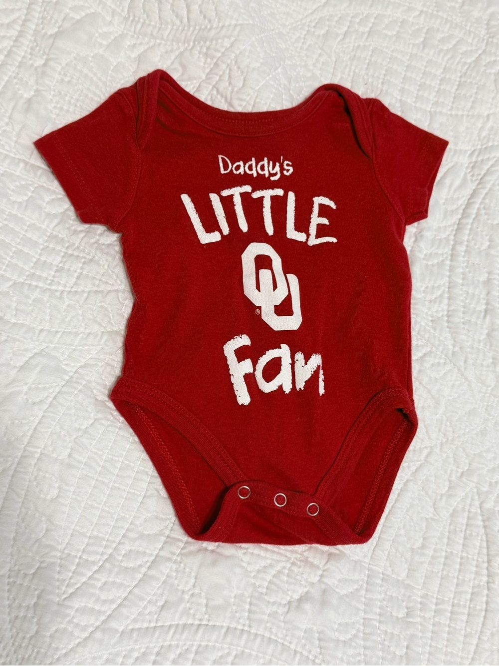 Daddy's Little OU Fan Red Baby One-Piece